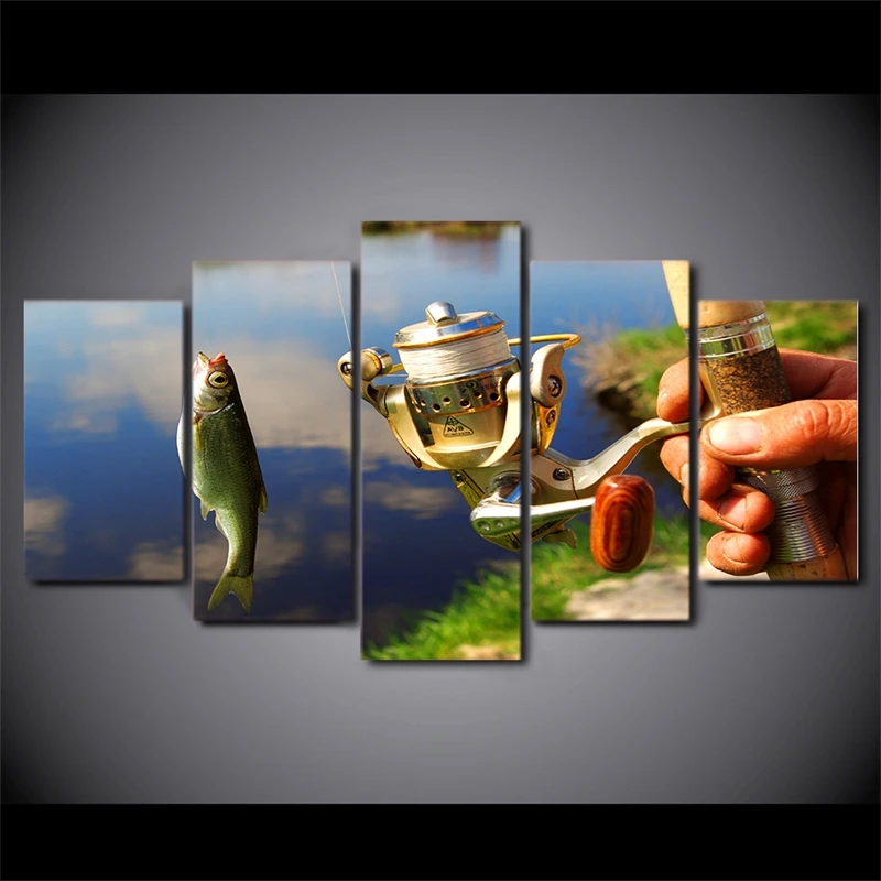 5 шт. настенные картины на холсте рыболовная удочка|hd prints|living room wall artwall art |