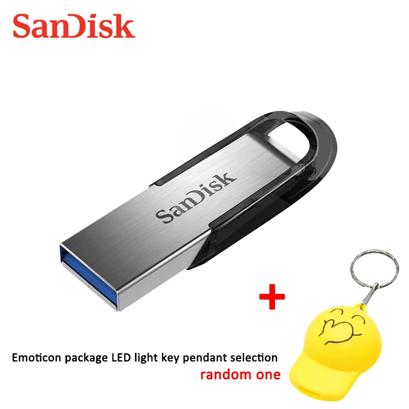 Двойной Флеш-накопитель SanDisk CZ73 USB3.0 флеш-накопитель 64 Гб оперативной памяти, 32 Гб встроенной памяти, супер Скорость USB флеш-накопитель читать Скорость до 150 МБ/с. USB3.0 флешки 16 Гб 130 МБ/с - Цвет: CZ73 black-LED keych
