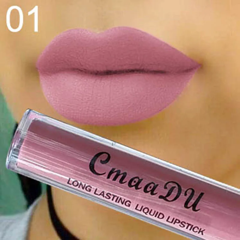 CMAADU Matte Lipgloss Sexy Liquid Lip Gloss Matte Long Lasting Waterproof Cosmetic Beauty Keep 24 Hours Makeup Lipgloss TLSM2 - Цвет: 01
