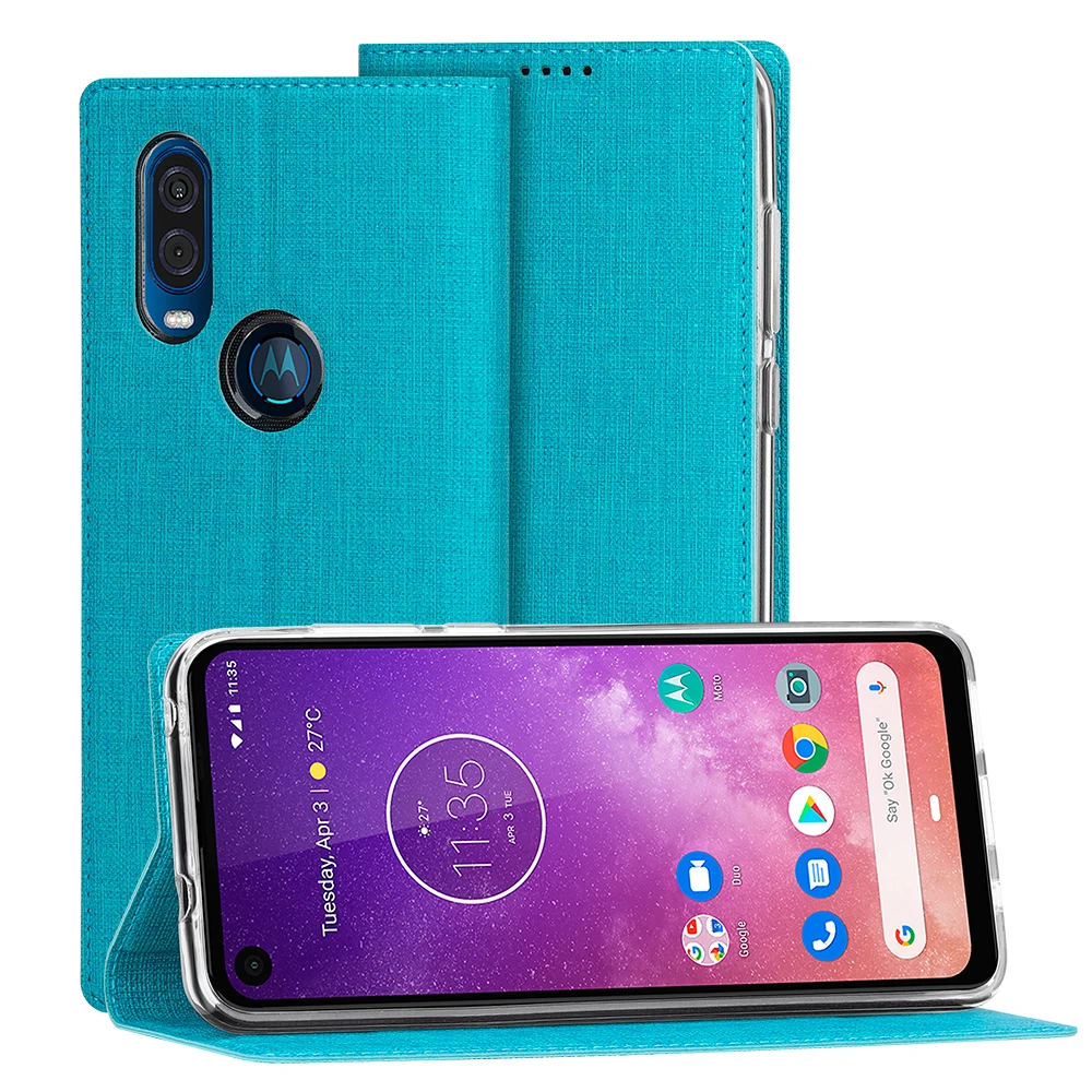 Винтажный тканевый чехол-книжка для Motorola Moto One Vision, кошелек с отделением для карт, магнитный чехол-книжка для Motorola Moto One Vision