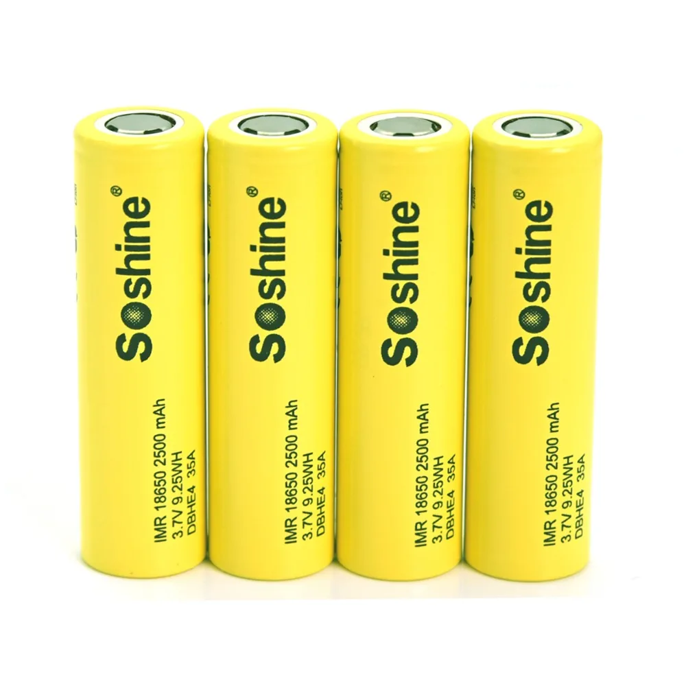 4 шт. оригинальный SOSHINE Li-Ion 18650 DBHE4 35A 2500 мАч плоский верх Высокая сливная