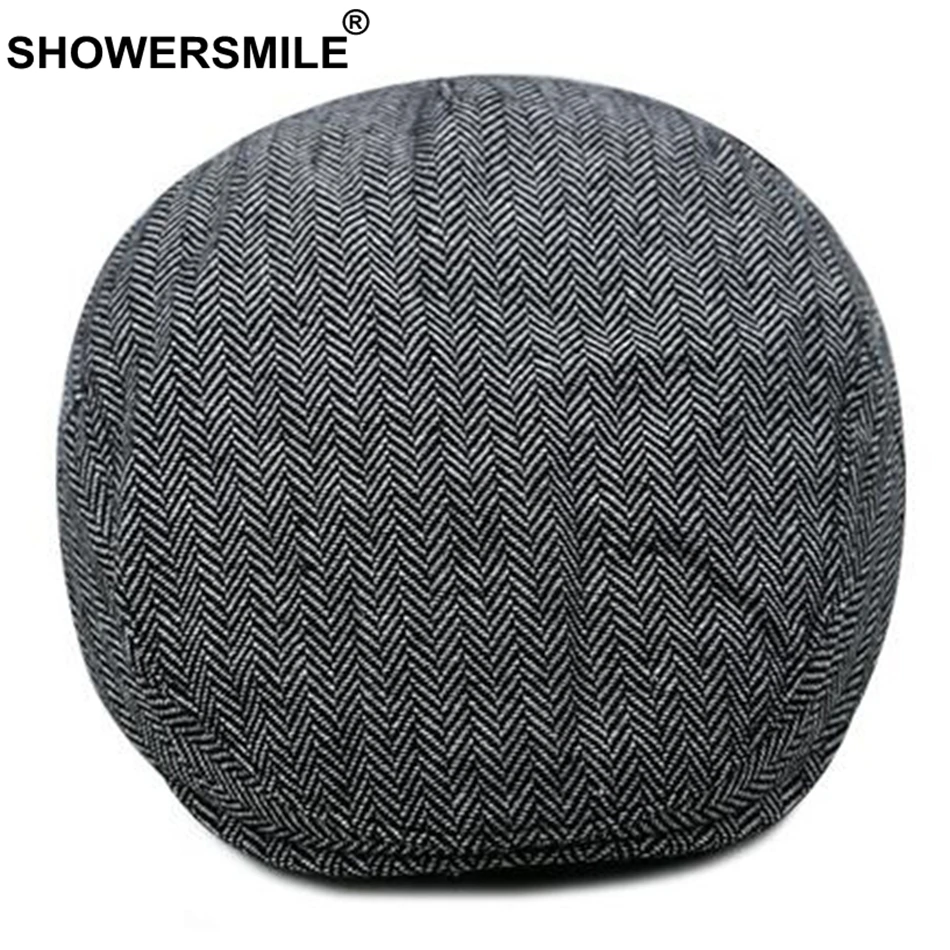 SHOWERSMILE мужская серая кепка в елочку, винтажный хлопковый берет, Женская Классическая осенне-зимняя шапка в британском стиле