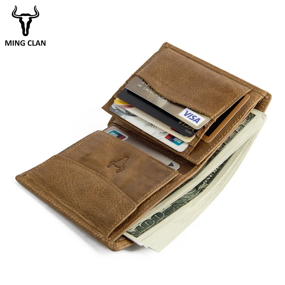 Wallet Men With Coin Purse Genuine Leather Short Wallet Vintage Cow Leather Casual Male Wallet Purse Crad Holders Slim Wallets