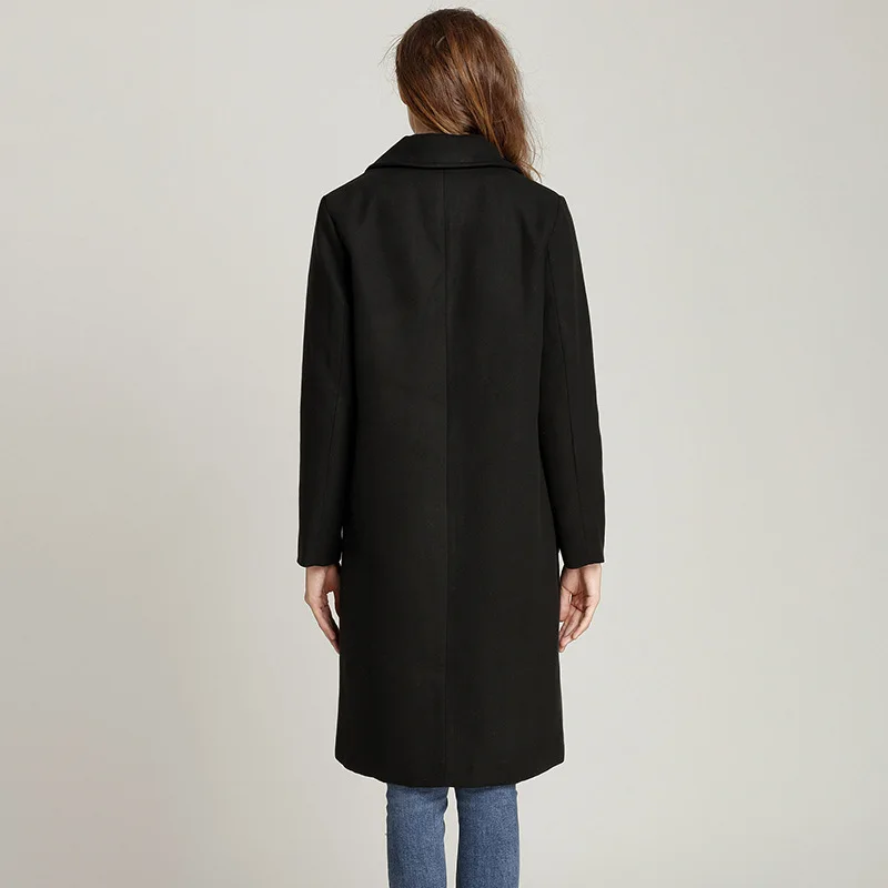 

Long Wool & Blends Coat Female Jacket Fashion Turn Collar Solid Oversize Simple Loose Winter Coat Women 2021 New