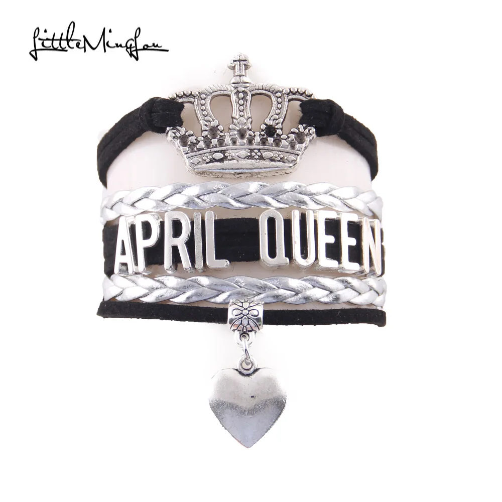 april Серебряный браслет в форме короны, браслет королевы января, женские браслеты и браслеты для женщин, ювелирные изделия, подарок на день рождения - Окраска металла: april