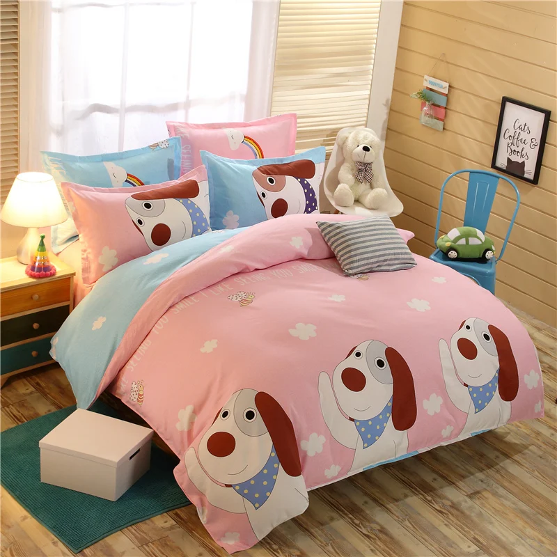 Домашний текстиль, логотип бренда Комплект постельного белья Hello Kitty, детская одежда с рисунком из мультфильма, розовые пододеяльник простынь и наволочки