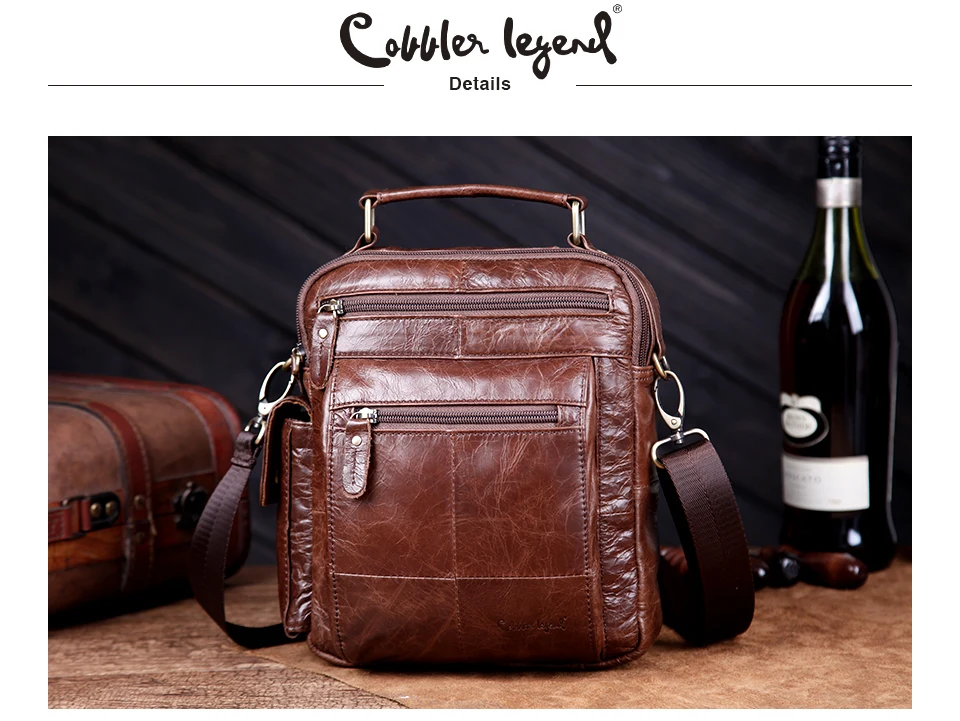 Cobbler Legend Мужская натуральная кожа сумка на плечо масло воск коровья кожа Винтажный стиль Маленькая деловая сумка сумки-мессенджеры