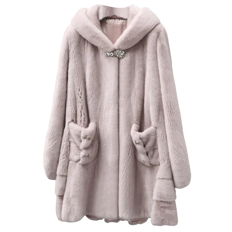 Haining мех трава новая импортная Вельветовая норковая шуба Женская длинная | одежда