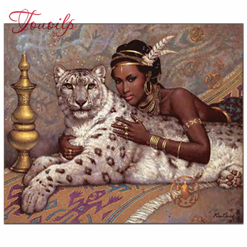 Алмазная живопись вышивка крестиком красота и леопард любовь алмазная сделай