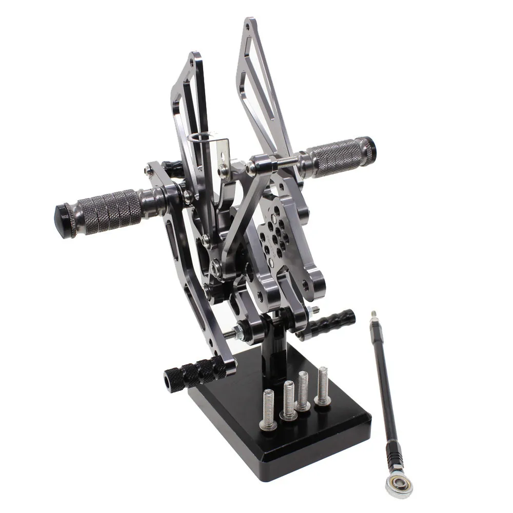 CNC Алюминиевые мотоциклетные подножки, подножки для ног, педали, задний набор, подножки для Suzuki GSXR1000 K7 K8 GSXR 1000 2007 2008 - Цвет: Titanium