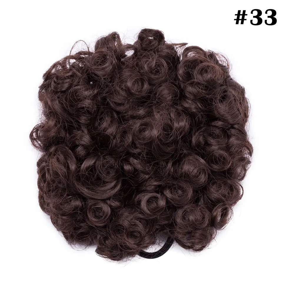dark auburn-2 S-noilite " 8" синтетический слоеный афро короткий кудрявый шиньон волос булочка шнурок конский хвост обруч шиньон поддельные волосы для наращивания - Цвет: dark auburn-2