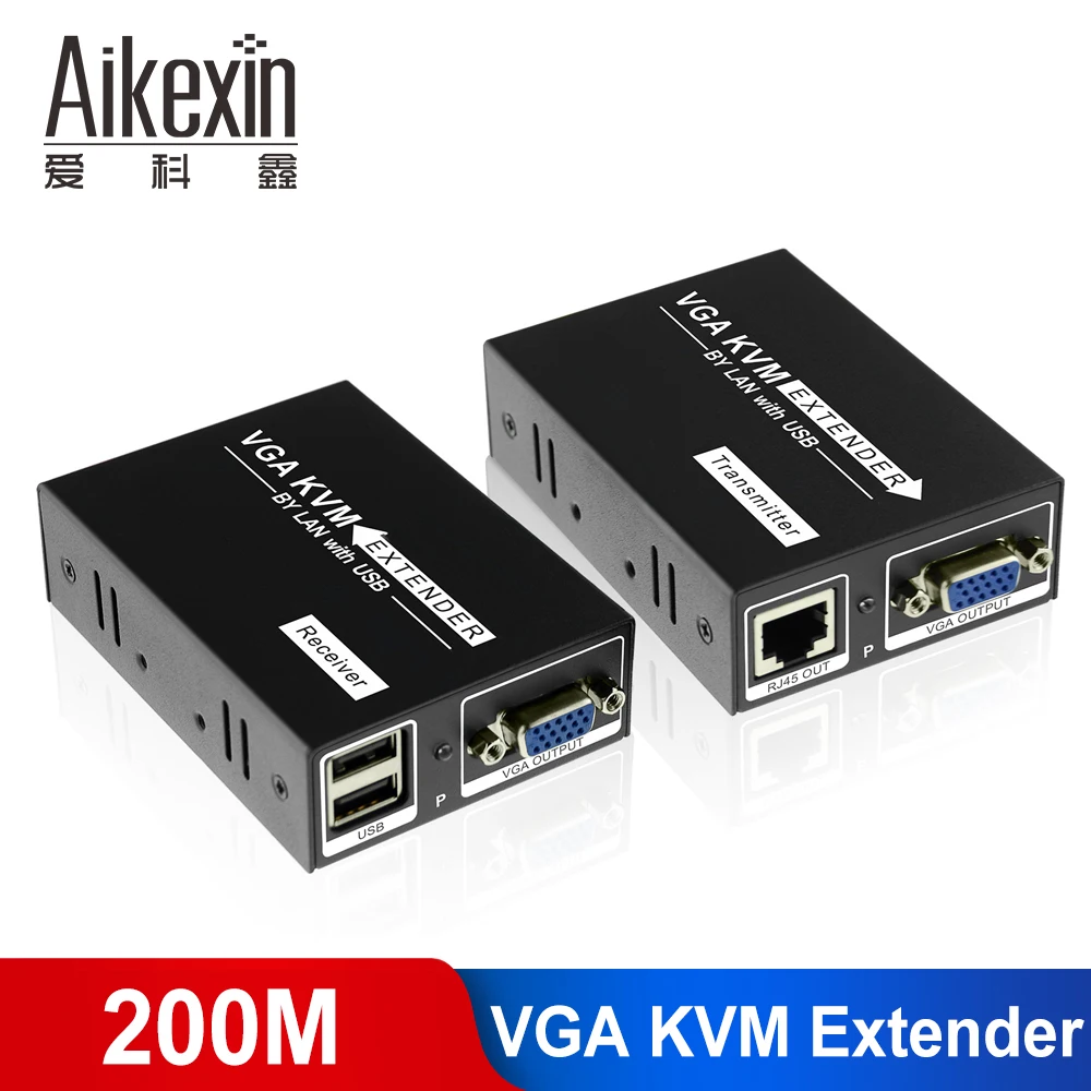 Квм удлинитель Aikexin VGA 200 м 65 футов USB квм с кабелем CAT5e/6 LAN поддержка PS/2 для