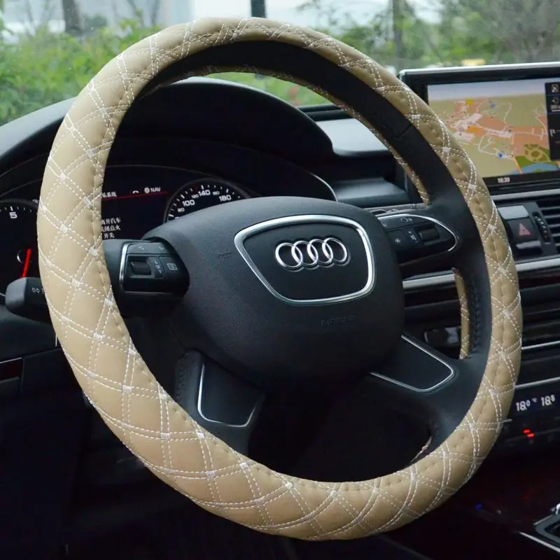 Red Wine Series CAR STEERING WHEEL COVER PU Leather 38cm Black Orange Beige Gray Cheap &amp Free Shipping | Автомобили и