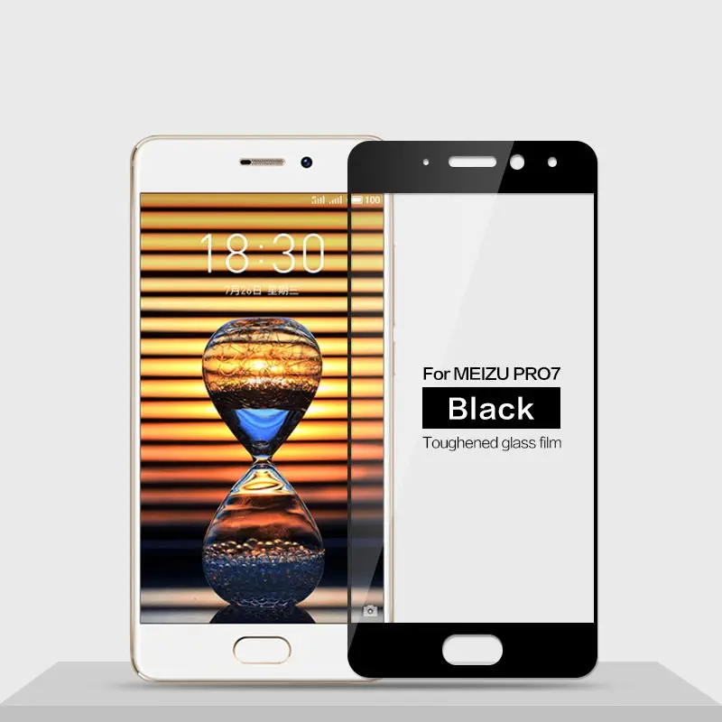 Black 16T 16S Pro стекло для Meizu Pro 7 закаленное стекло на Meizu Pro 7 Plus защитное стекло 9H HD полное покрытие экрана Защитная пленка - Цвет: Black