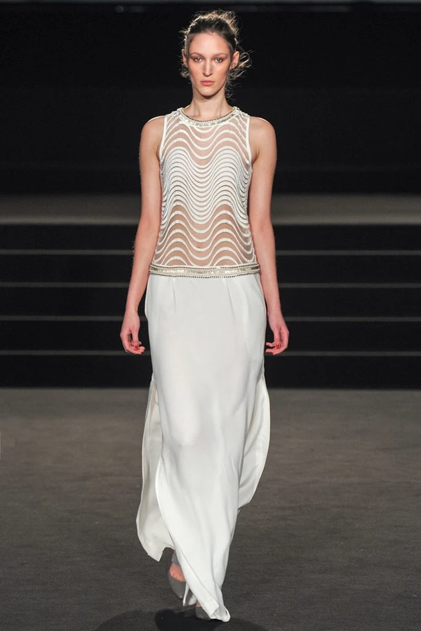 Sleeveless Beading White High Quality Brand Style Maxi Women Beauty Dress 2014 | Женская одежда