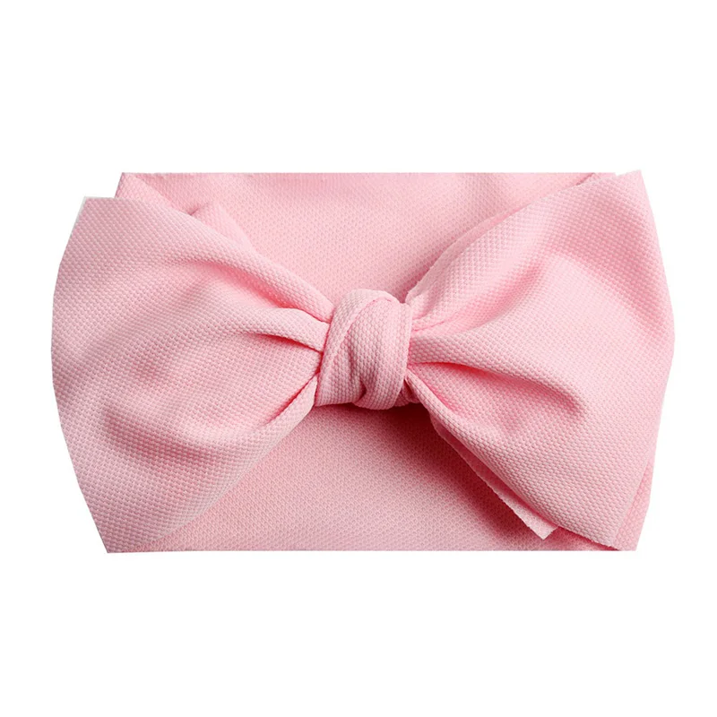 Light pink Распродажа Детские повязка для головы обертывания большой бант волосы луки Твердые головная повязка в виде чалмы для девочек эластичные аксессуары для волос 7 дюймов - Цвет: Light pink