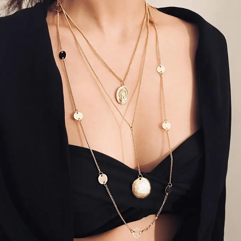 Модное Новое многократное слойная на ключицу Ожерелье Bijoux для женщин ювелирные