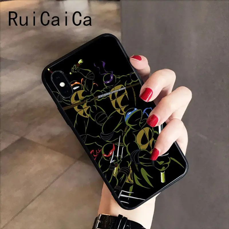 A16 RuiCaiCa подростковый мутант ниндзя черепашки мягкий черный чехол для телефона iPhone 5 5Sx 6 7 7plus 8 8Plus X XS MAX XR 10 Чехол - Цвет: A16