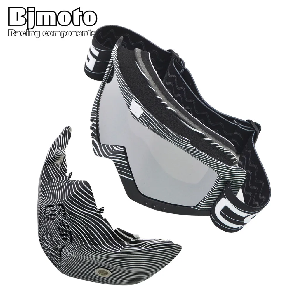 BJMOTO винтажная маска на шлем для лица съемные очки мотокросса самокат реактивные