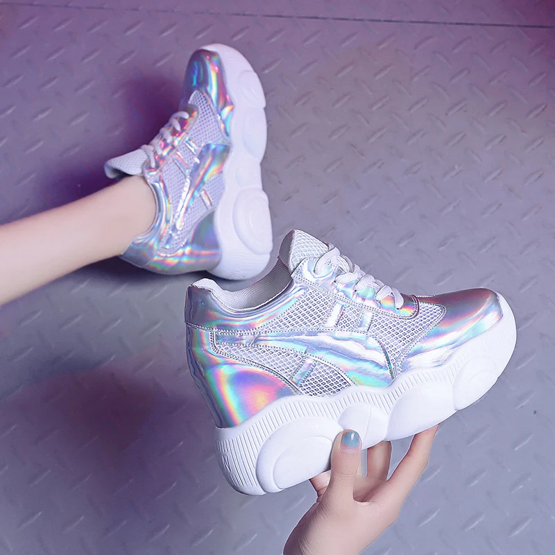 Кроссовки на массивном каблуке сетчатые дышащие женские кроссовки платформе