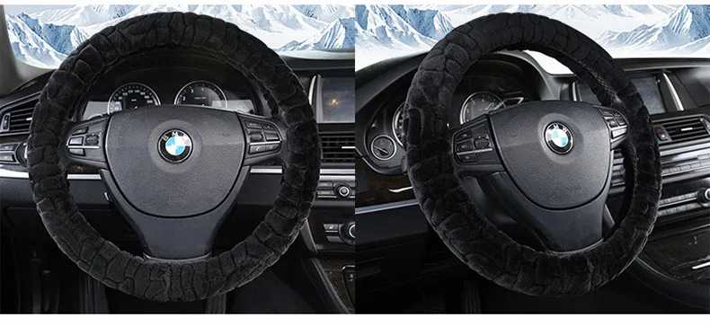 DIY плюшевый чехол рулевого колеса автомобиля Черный Серый Бежевый Коричневый желтый, ступицы рулевого колеса, меховая крышка колеса