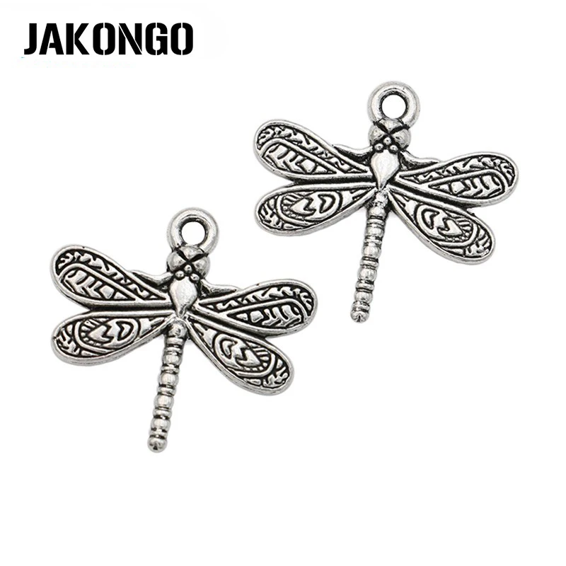JAKONGO 10 шт. тибетские посеребренные Подвески с кулоном стрекозы для изготовления