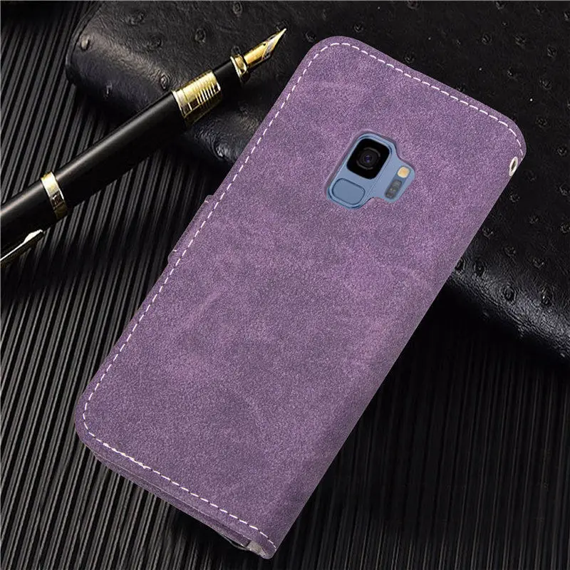 Кожаная сумка для samsung S10, S10e, S9, S8 plus, S7, Note 10, 9, 8, чехол-кошелек, матовая откидная крышка для iPhone 11 Pro, XS Max, X, XR, 7, 6s