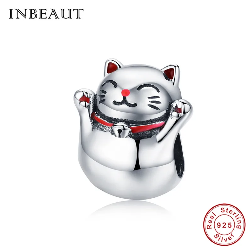 INBEAUT 100% Серебряный озорной китайский удача деньги бусины кошка подходит бренд