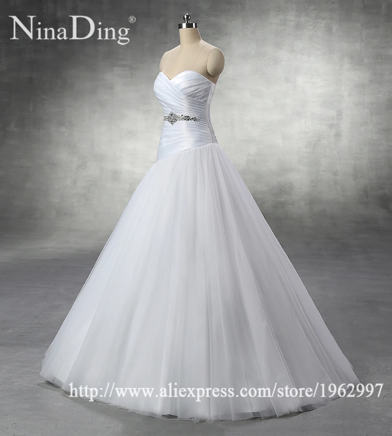 Hot Sale White Vestido De Noiva 2016 New Design A line Perfect Belt Robe Mariage Strapless Lace Up Wedding Dresses zh2043 | Свадьбы и
