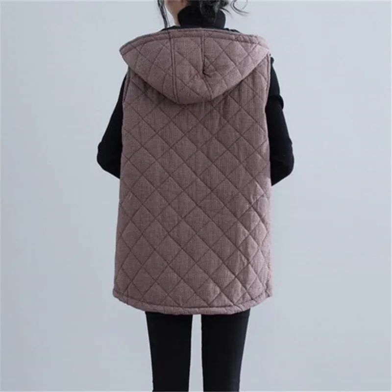 2019 плед плюс размер стеганая с капюшоном Хлопковая женская майка осень зима