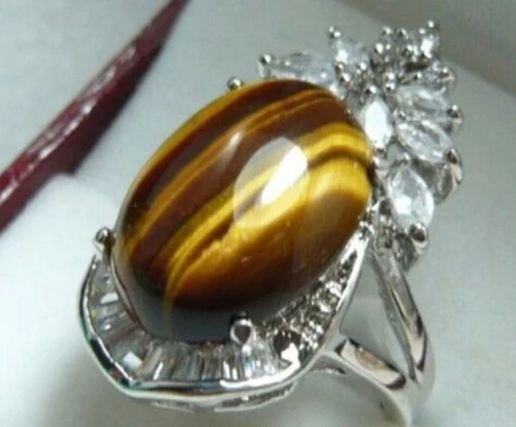 DYY + 904 очаровательный элегантный камень тигровый глаз кольцо с цветком 18KGP|ring