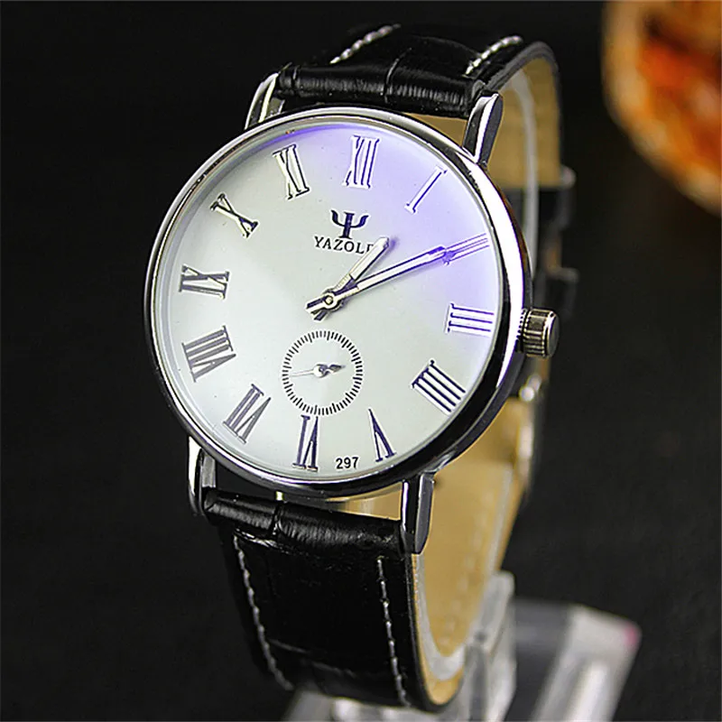 Yazole модный бренд Любители часы женщины мужчины кожа Наручные Круглый циферблат