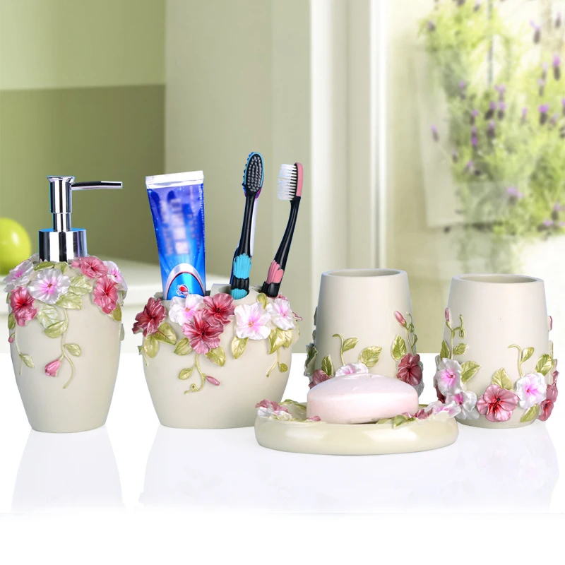 Wourmth ExquisiteScalpture Soap Holder Dishes Toothbrush Cup Liquid Dispenser Bathroom Accessories Set Craft Gift | Дом и сад