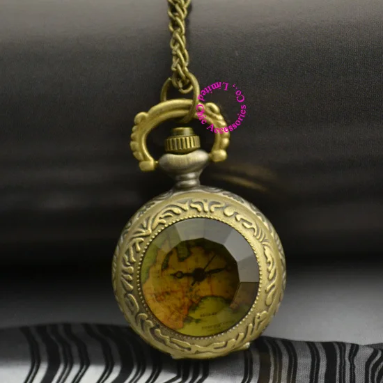 Оптовая продажа австралийская Карта Карманные часы ожерелье новые бронзовые