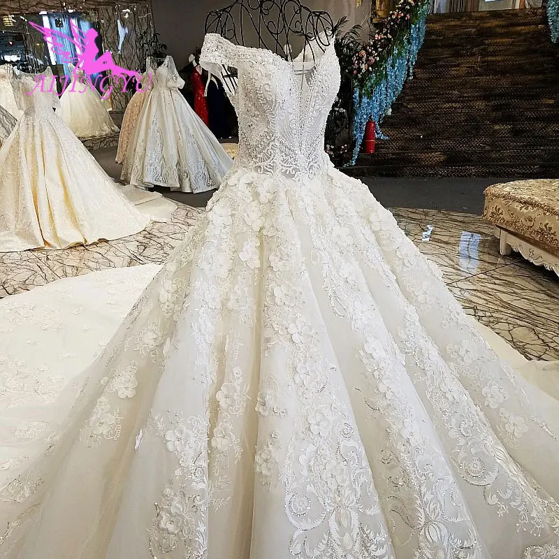 AIJINGYU White Corset Wedding Gown Lebanon Glitter Luxury Plus Size With Royal Train With Slit Couture Wedding Gowns