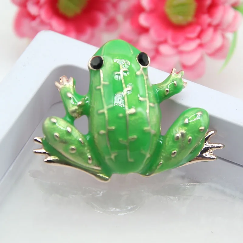 Брошь RHao лягушка зеленая эмалированная булавка для женщин и мужчин ювелирное