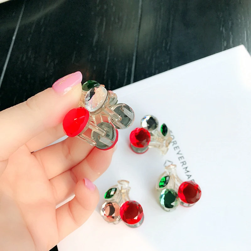 Аксессуары для волос с фруктами вишня зеркальные кристаллы заколки милые