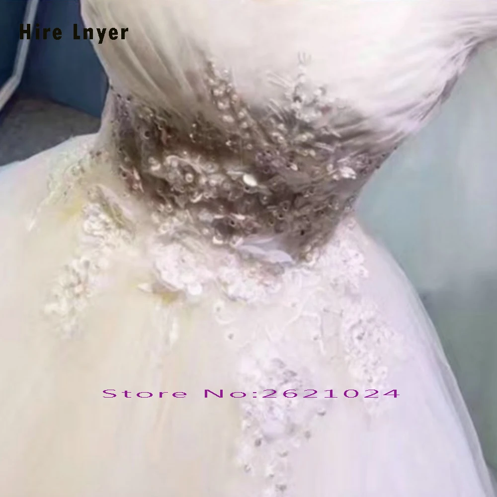 HIRE LNYER Custom Made Short Sleeve Lace Up Pleat Beading Pearls Flowers Princess Ball Gown Wedding Dress Alibaba Vestido Branco | Свадьбы и