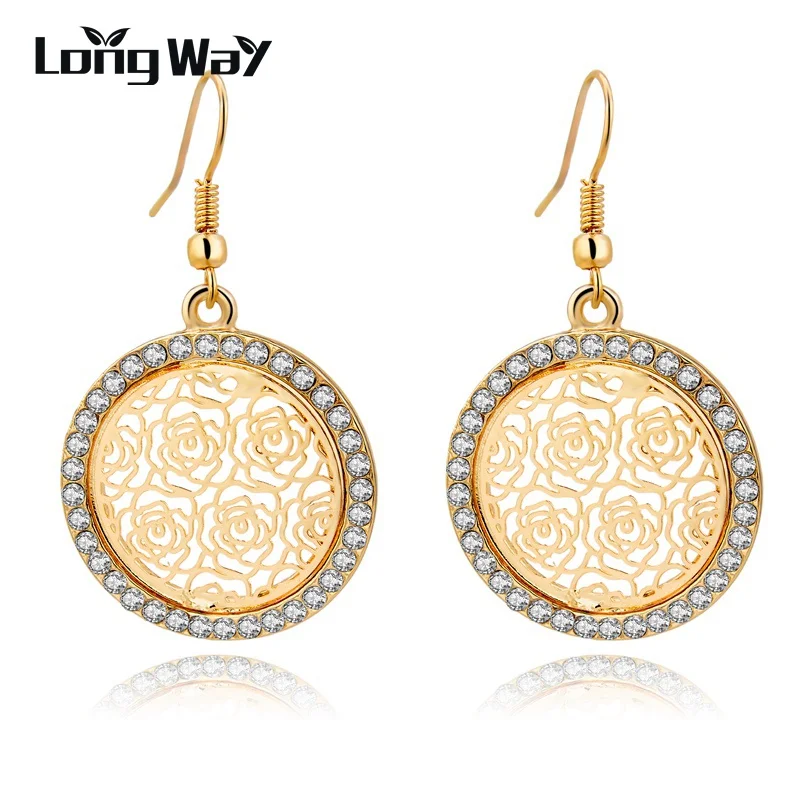 Свадебные серьги LongWay Brincos брендовые ювелирные изделия большие золотого цвета
