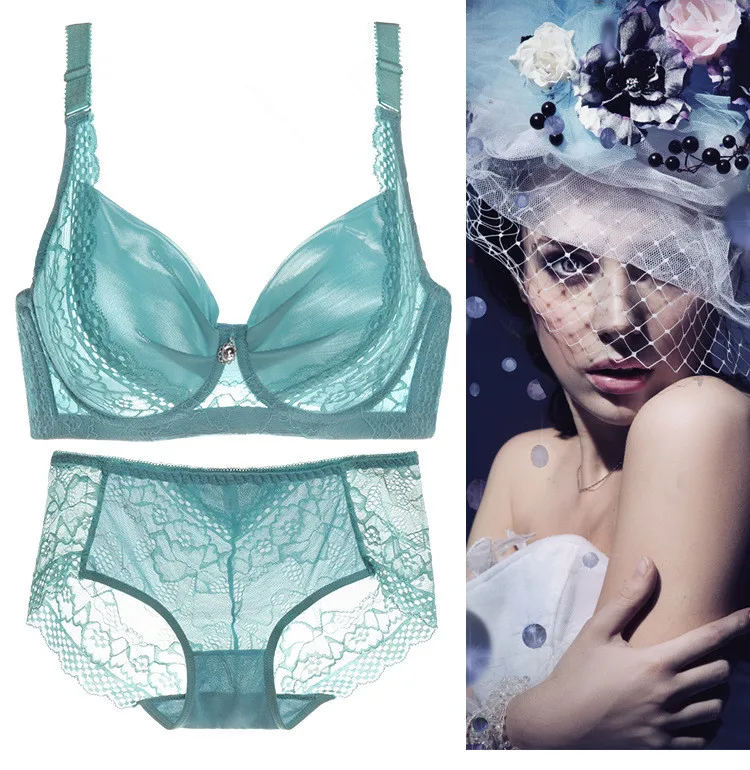 Ультратонкий кружевной бюстгальтер Летний стиль и трусы сексуальный женский