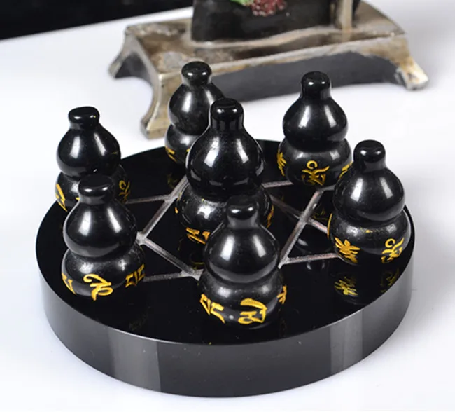 Подлинный натуральный обсидиан с шестью словами в виде тыквы из защищает