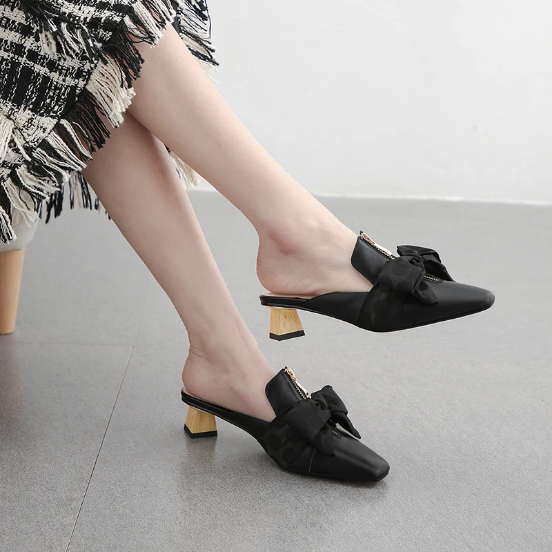 TXCNMB 2020 Elegant Sandals Womens Genuine Leather Chunky Square Heel Gladiator Rome Ankle Strap Shoes Woman Slippers | Обувь