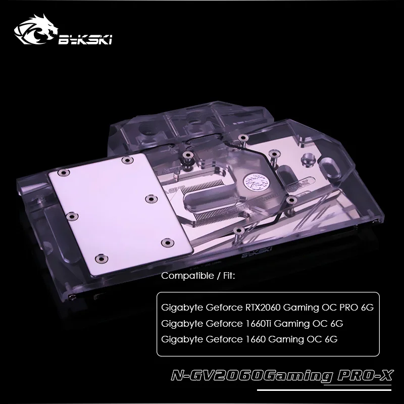 Водоблок Bykski gpu fit Gigabyte Geforce RTX2060 Gaming OC PRO 6G, 1660Ti/1660 Gaming OC 6G, полное покрытие, N-GV2060Gaming PRO-X