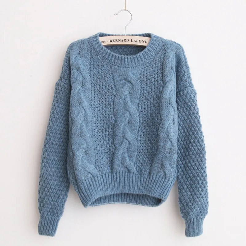OMCHION Pull Femme 2019 осенний вязаный короткий свитер с круглым вырезом Женский
