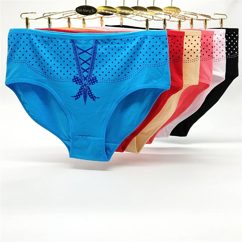4 шт./лот женские трусики большого размера с принтом хлопковые со средней талией