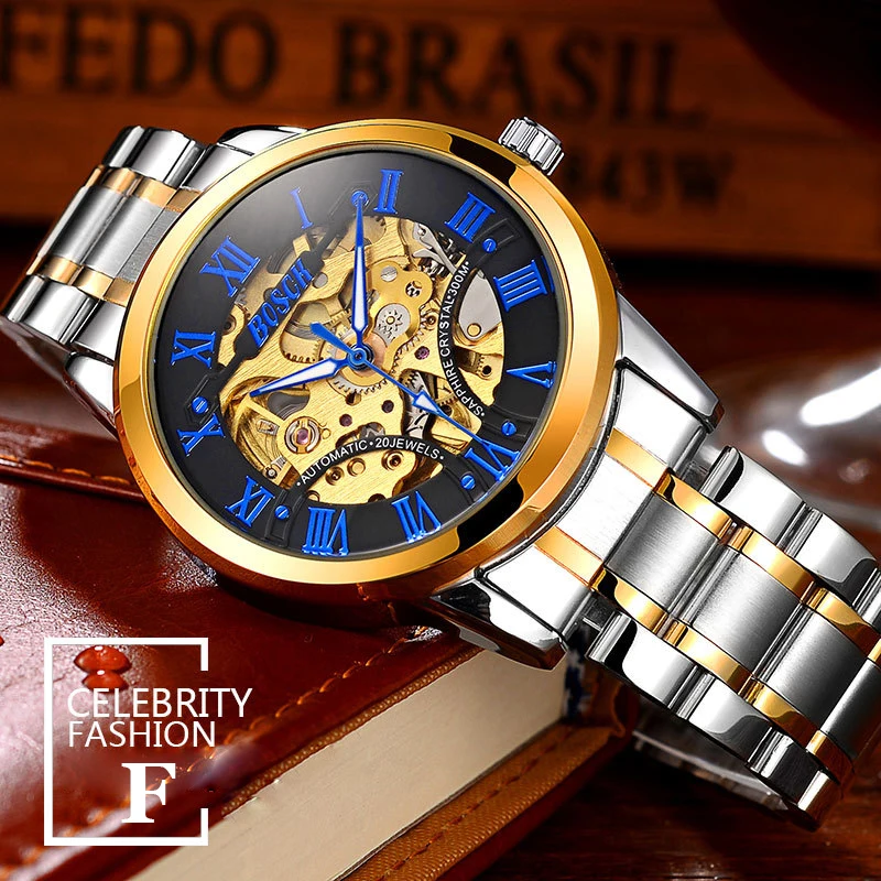 BOSCK Мужские автоматические механические часы Для мужчин брендовые роскошные