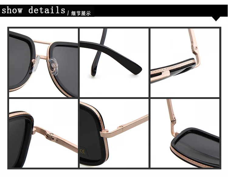 Классические брендовые солнцезащитные очки с квадратными поляризационными