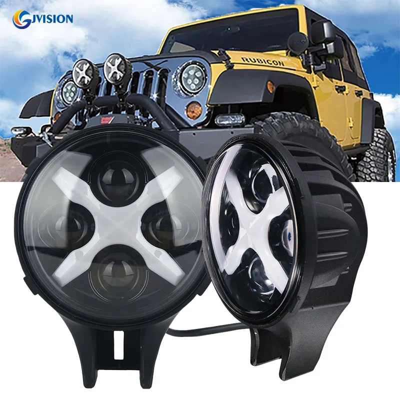

Truck accessories 6 inch led fog light 6000k white led work lamps for Jeep Wrangler 4WD Offroad led work light with Angel eyes