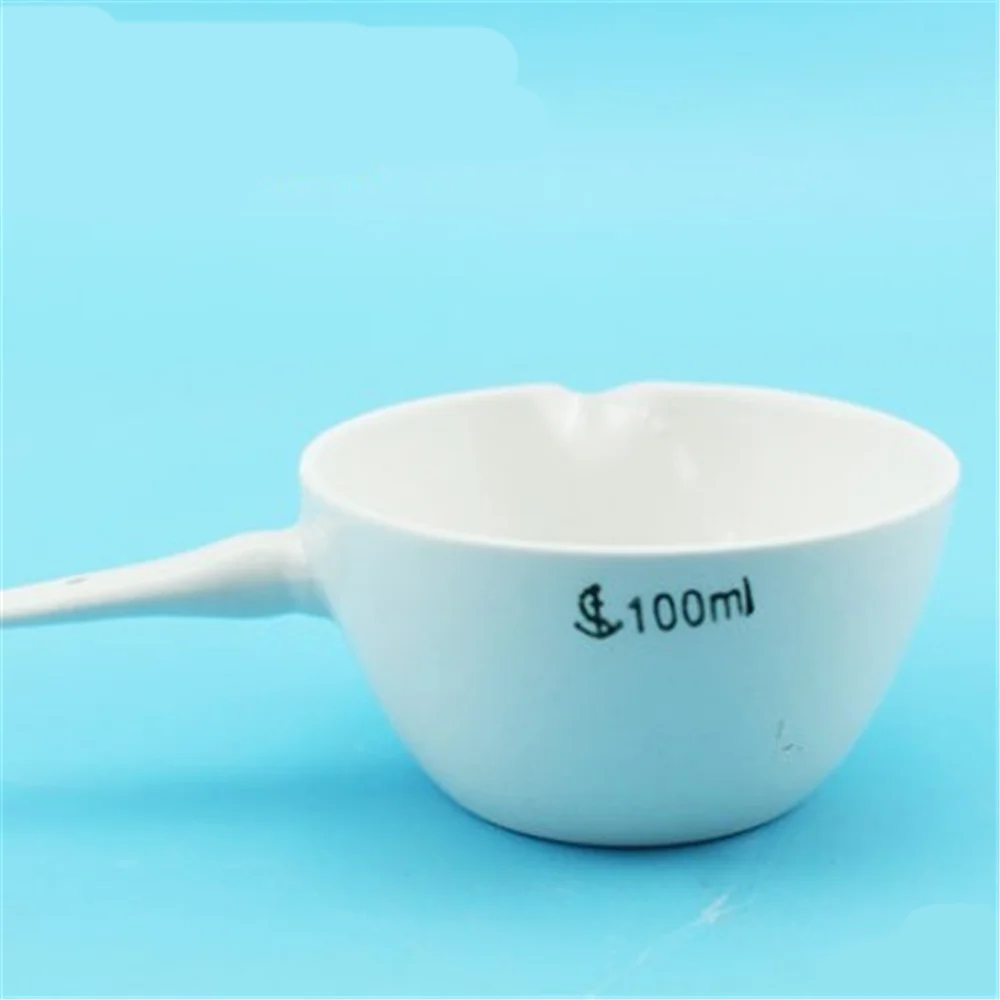 

1PCS 100ml Ceramic Evaporating dish flat bottom with handle For Laboratory