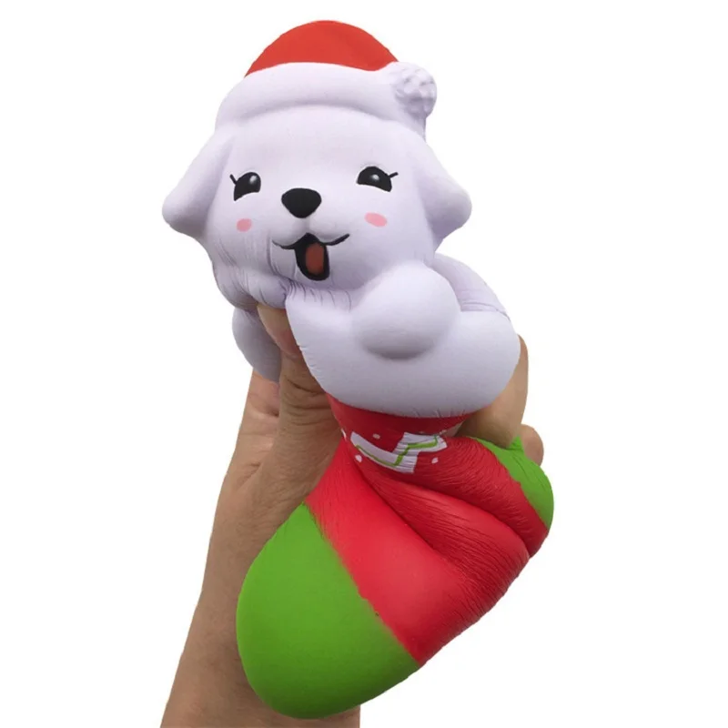 Jumbo Kawaii Рождественские игрушки в виде собаки сжимаемые мягкие медленно